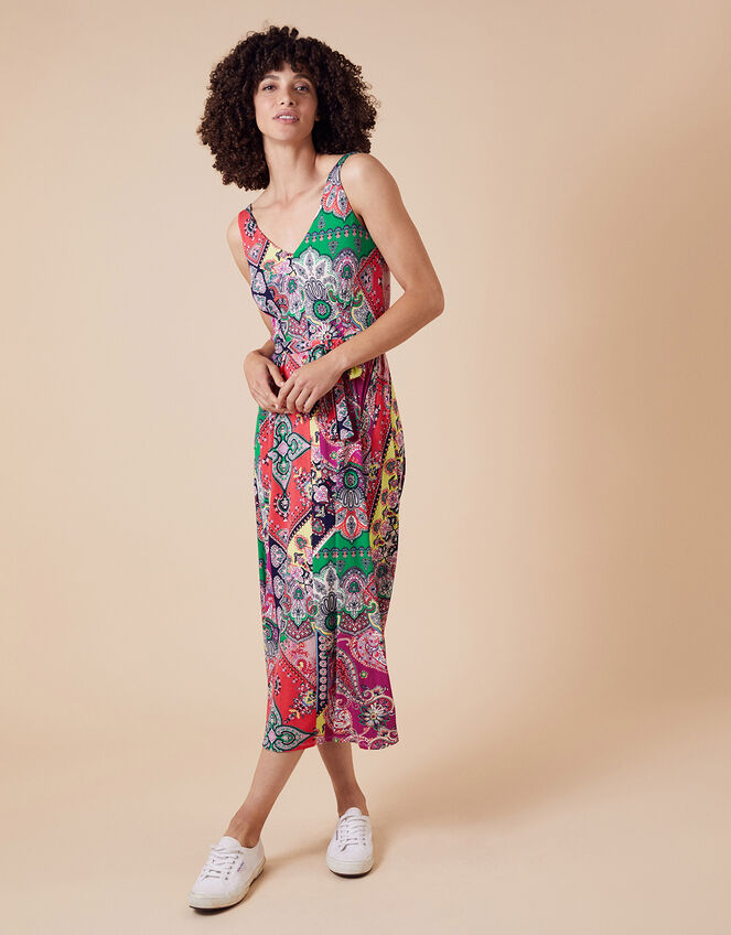 Carolyn Scarf Print Jersey Midi Dress, Pink (PINK), large