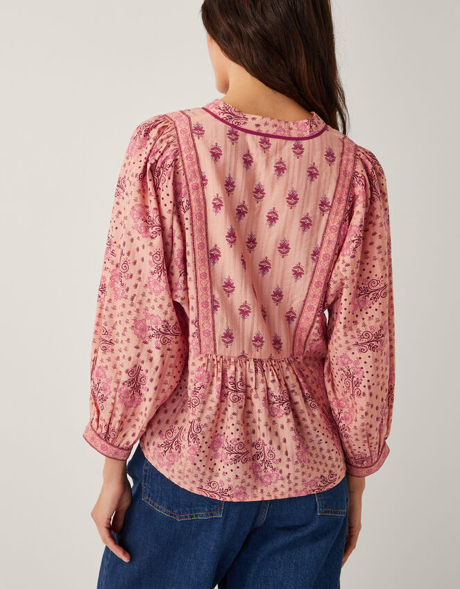 Sybil Contrast Print Blouse, Orange (CORAL), large