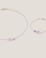 Belle Bow Beaded Necklace & Bracelet Set, , large