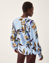 Sonya Floral Print Blouson Blouse, Blue (BLUE), large