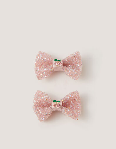 2-Pack Cherry Bow Hair Clips, , large