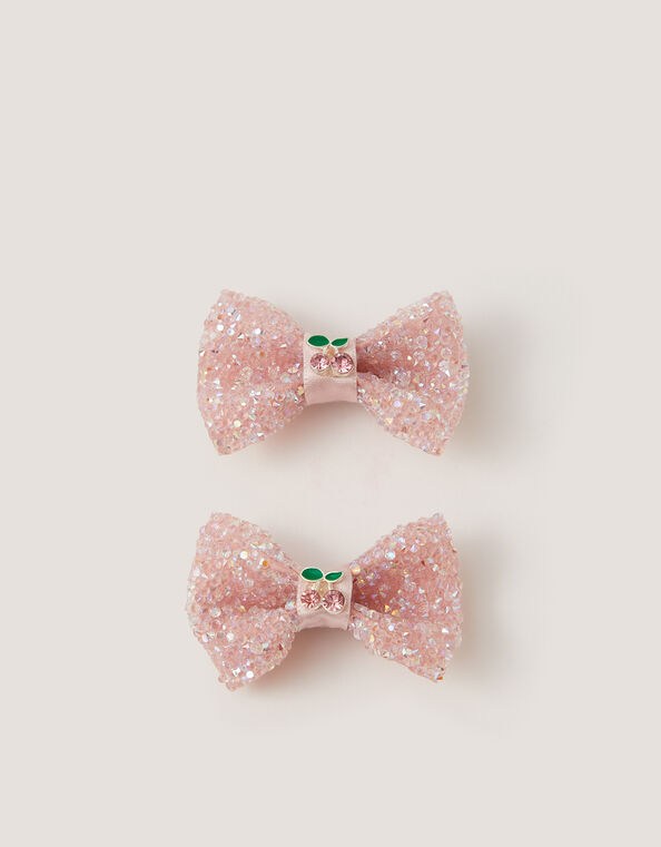 2-Pack Cherry Bow Hair Clips, , large
