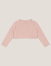 Baby Ottilie Appliqu&eacute; Rose Cardigan, Pink (DUSKY PINK), large