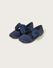 Big Bow Ballerina Flats, Blue (NAVY), large
