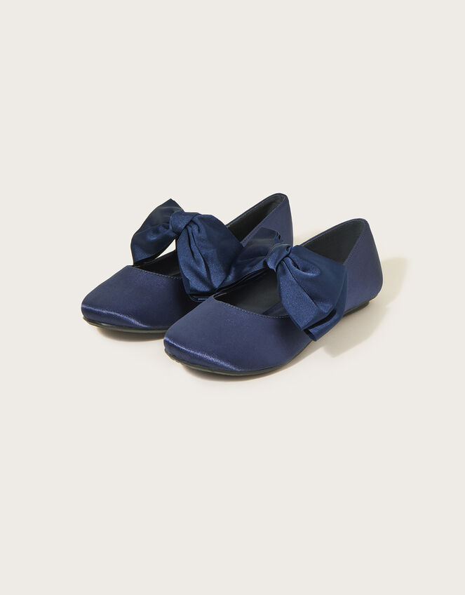 Big Bow Ballerina Flats, Blue (NAVY), large