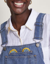 Tia Upcycled Denim Dungarees, Blue (DENIM BLUE), large