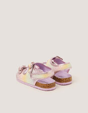 Rainbow Heart Buckle Sandals, Multi (MULTI), large