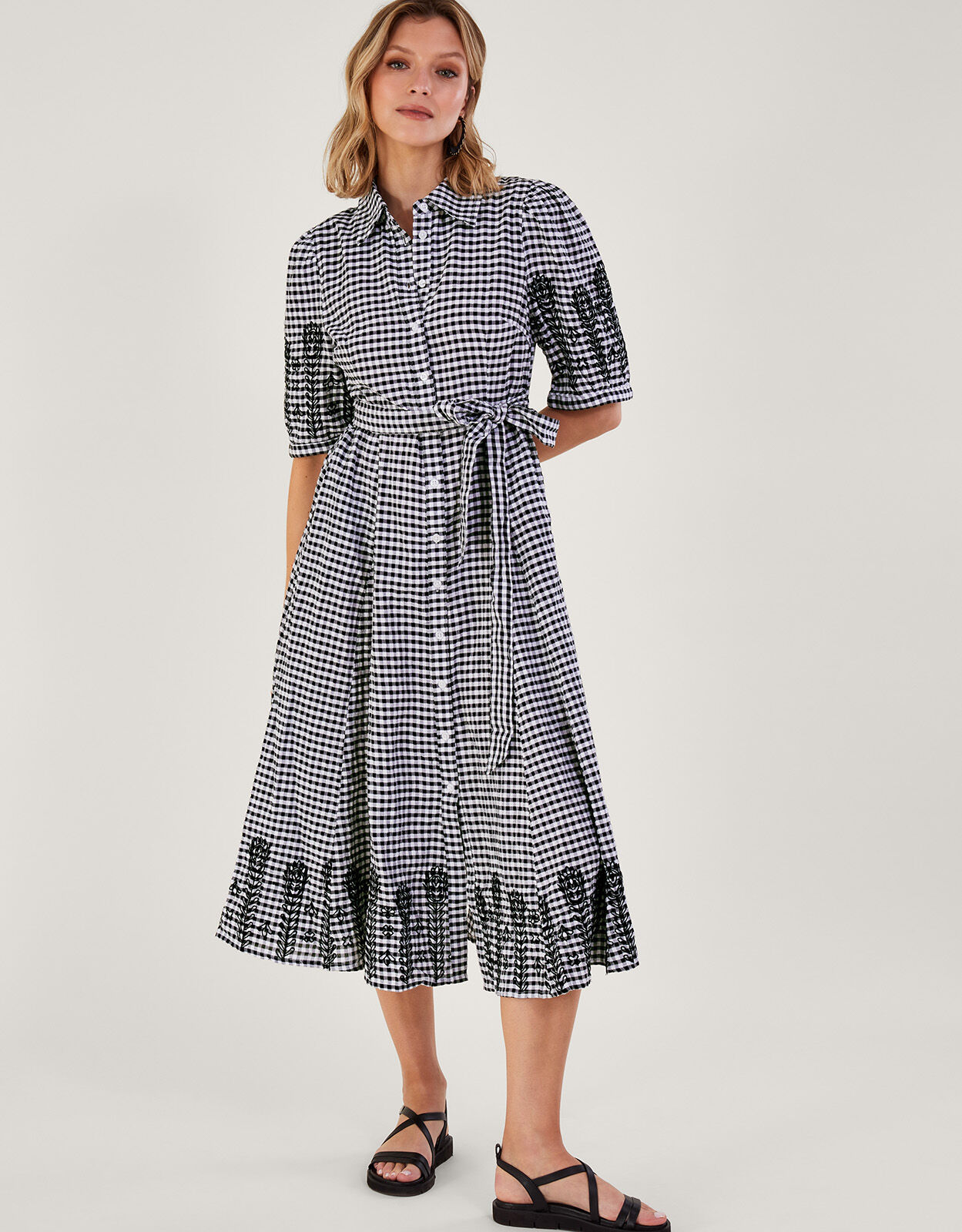 Black and white gingham hot sale shirt dress