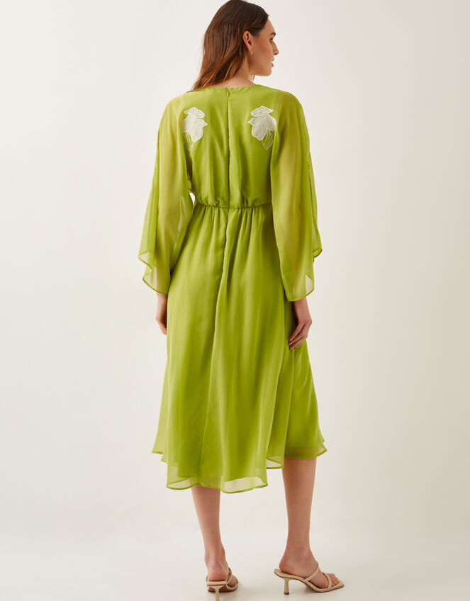 Tilly Floral Embroidered Midi Dress, Green (OLIVE), large