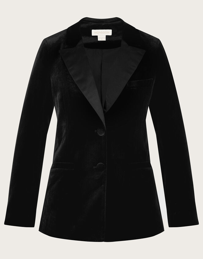 Jeanne Velvet Jacket with Recycled Polyester, Black (BLACK), large