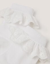Broderie Frill Socks, White (WHITE), large