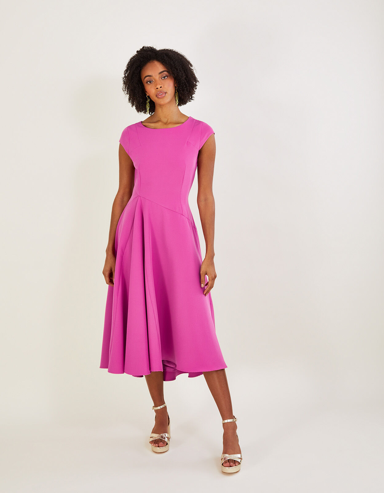 pink colour midi dress