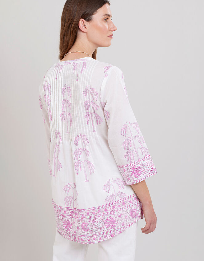 East Yulia Woodblock Pintuck Shirt, Purple (PURPLE), large