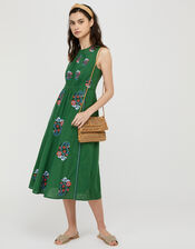 Etti Embroidered Dress with Organic Cotton, Green (GREEN), large