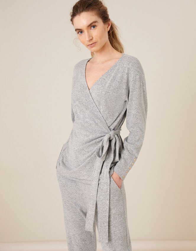 LOUNGE Jules Wrap Top, Grey (GREY), large