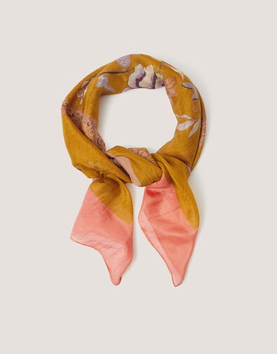 Samara Floral Square Silk Scarf, , large