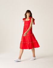 Mirla Beane Tiered Midi Dress, Red (RED), large