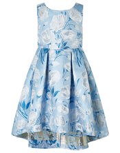 Naya Jacquard High-Low Occasion Dress, Blue (BLUE), large