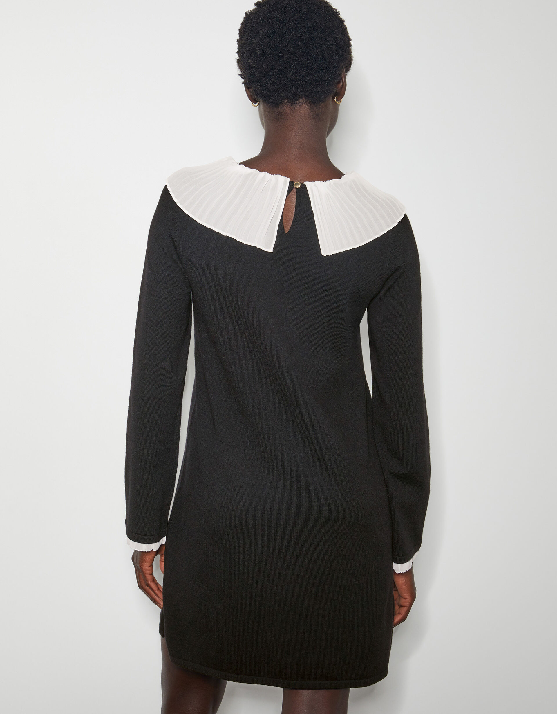 Cree Pleated Collar Bow Dress Black | Knit Dresses | Monsoon UK.