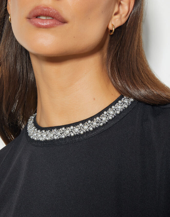Jaye Jewel Collar Tunic Dress, Black (BLACK), large