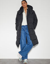 Lissy Long Hooded Puffer Coat, Black (BLACK), large