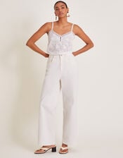 Rosie Embroidered Cami Top, White (WHITE), large