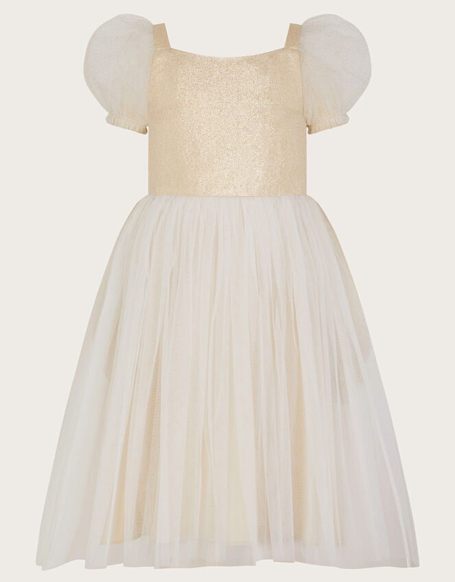 Land of Wonder Puff Sleeve Princess Steeple Dress, Natural (CHAMPAGNE), large