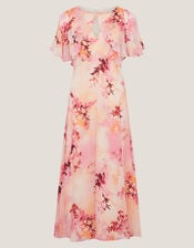 Mia Floral Cape Midi Dress, Pink (PINK), large