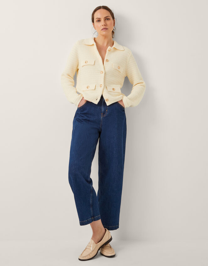 Coby Collar Cardigan, Ivory (IVORY), large