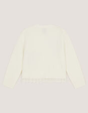 Embellished Bow Cardigan, Ivory (IVORY), large