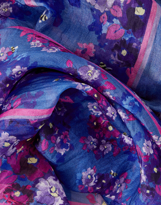 Evanah Floral Silk Scarf, , large