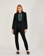 Diana Military Wool Pea Coat with Recycled Polyester, Black (BLACK), large