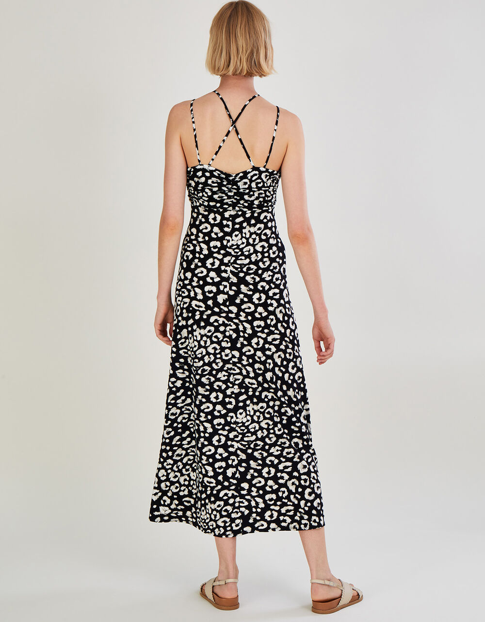 Animal Print Block Maxi Day Dress - M main image 1