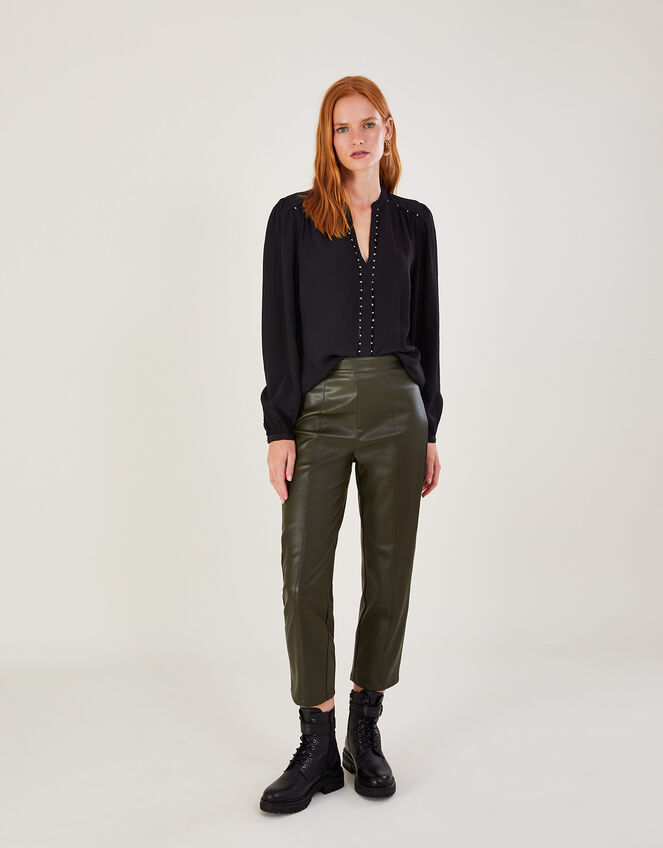 Alex V-Neck Blouse in Sustainable Viscose, Black (BLACK), large