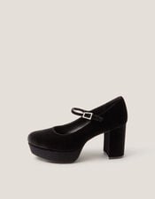 Polly Velvet Mary Jane Platform Heels, Black (BLACK), large