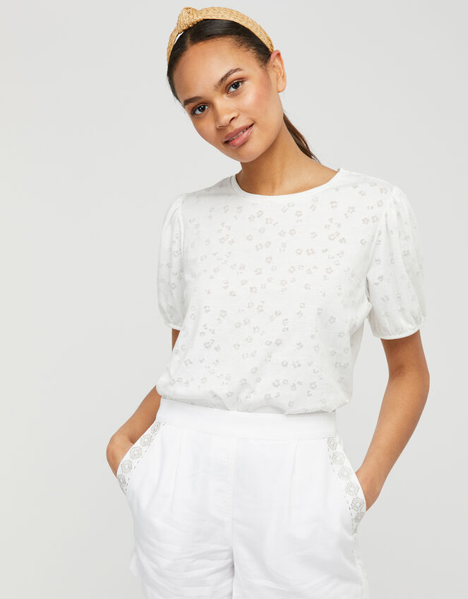 Petunia Puff Sleeve T-shirt, Ivory (IVORY), large