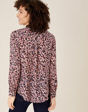 Floral Ruffle Blouse in Sustainable Viscose, Pink (PINK), large