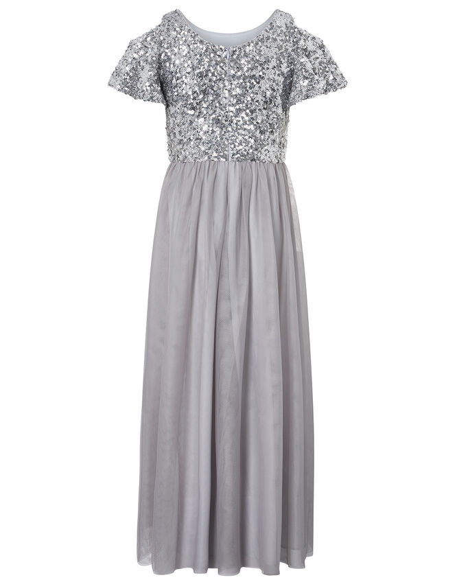 Jacinta Cold-Shoulder Sequin Maxi Dress, Silver (SILVER), large