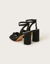 Knot Front Block Heel Sandals, Black (BLACK), large