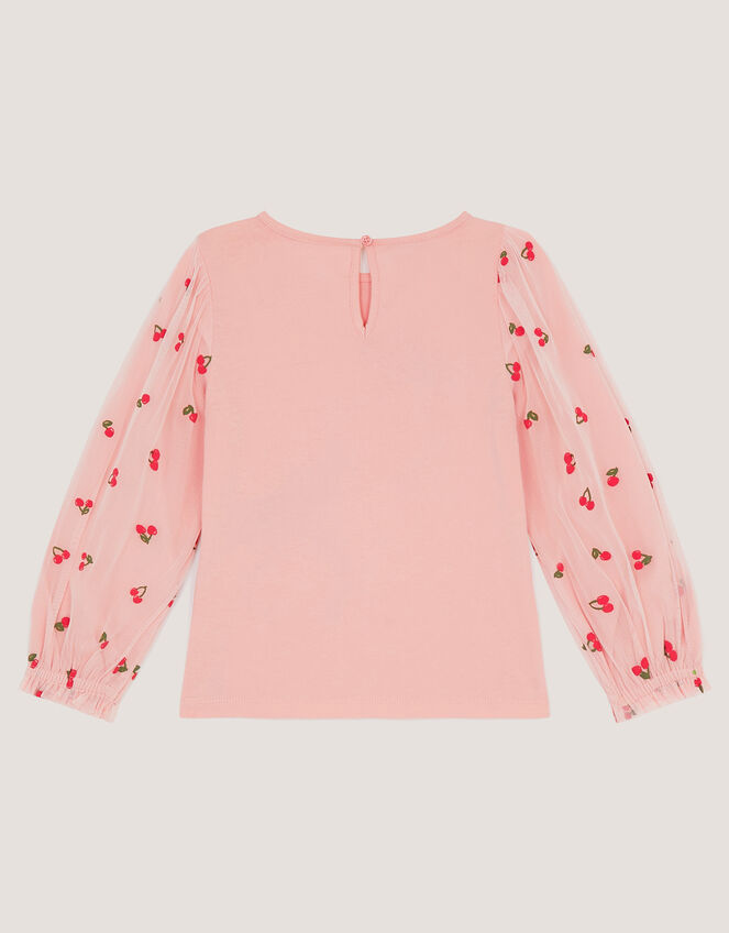 Mon Cheri Mesh Sleeve Top, Pink (PINK), large