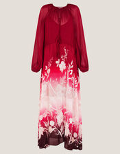 Lilian Floral Print Ombré Maxi Dress, Red (RED), large