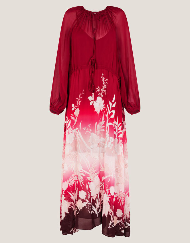 Lilian Floral Print Ombré Maxi Dress, Red (RED), large