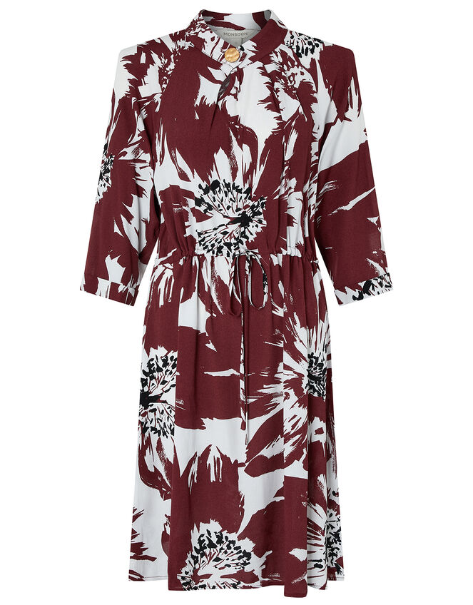 Ruby Floral Dress with LENZING™ ECOVERO™, Red (BURGUNDY), large