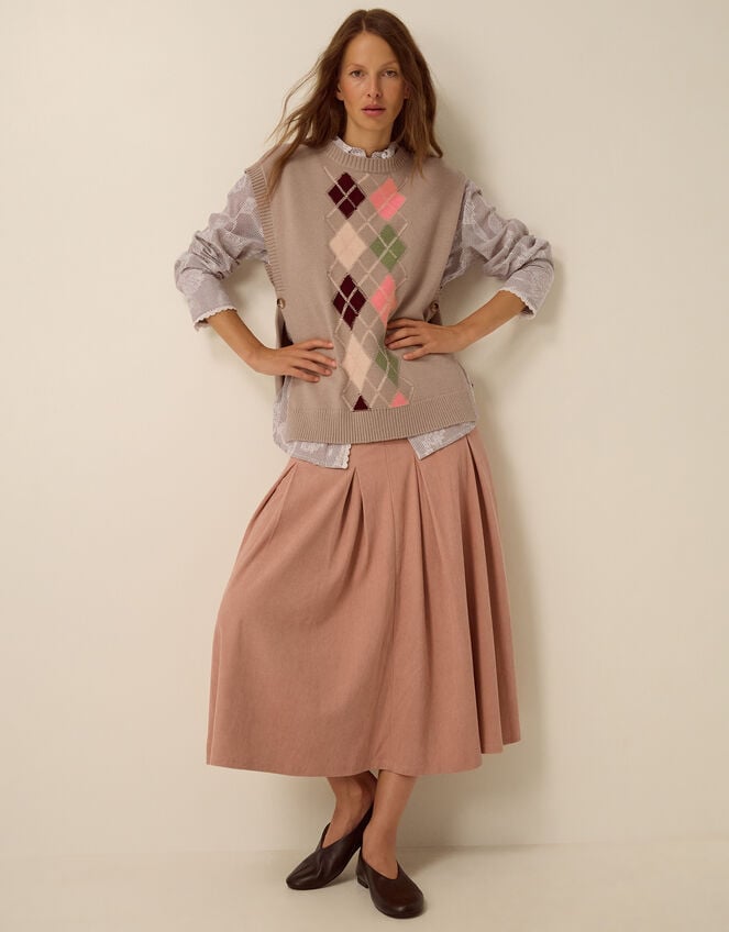 Ariana Argyle Knitted Vest, Mink (MINK), large