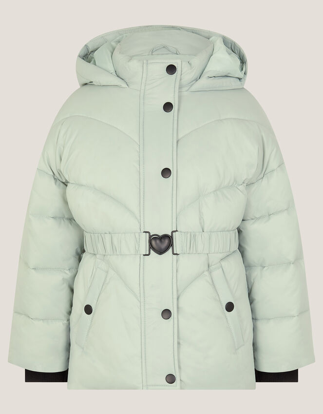 Belted Puffer Coat, Green (SAGE), large
