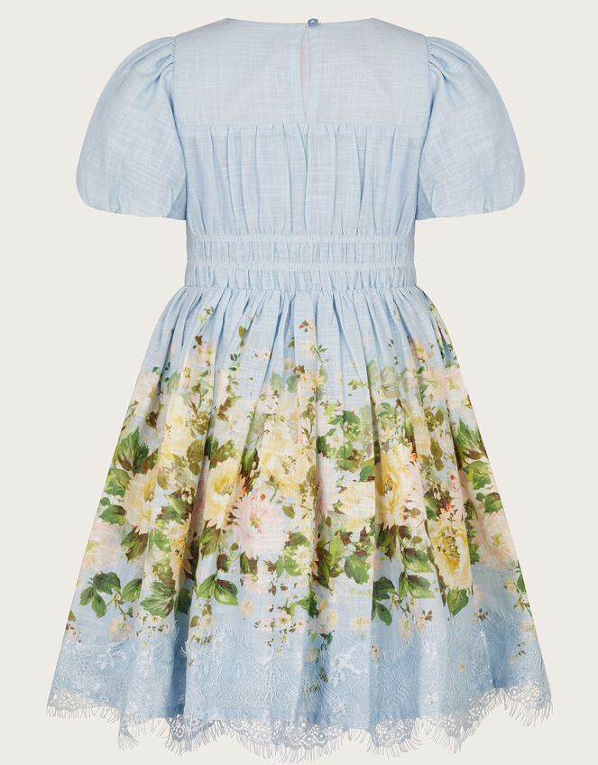 Floral Border Lace Dress, Blue (PALE BLUE), large