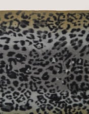 Archi Animal Print Tassel Scarf, Grey (GREY), large