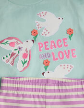 Peace And Love Sweatshirt and Cycle Shorts Set, Green (MINT), large