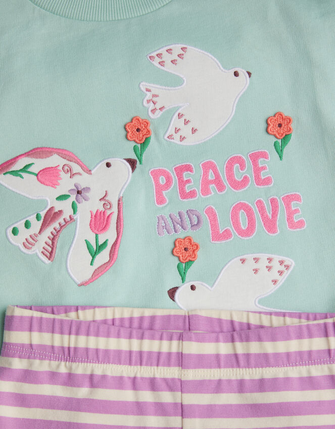 Peace And Love Sweatshirt and Cycle Shorts Set, Green (MINT), large