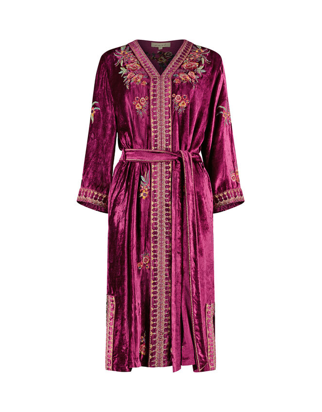 East Kora Embroidered Velvet Dress, Purple (PURPLE), large